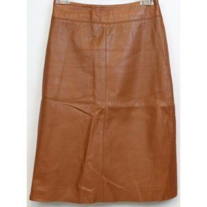 BCBG Maxaxria Brown Leather Pencil Skirt Women sz 0 Satin Lining City Chic Party